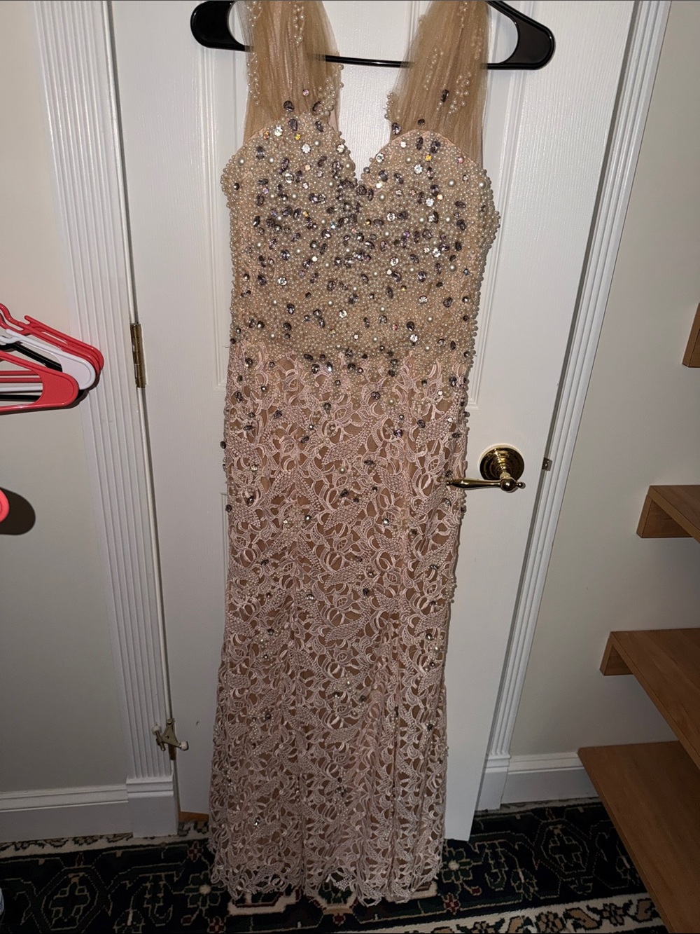 Camille La Vie Blush Beaded Evening Gown